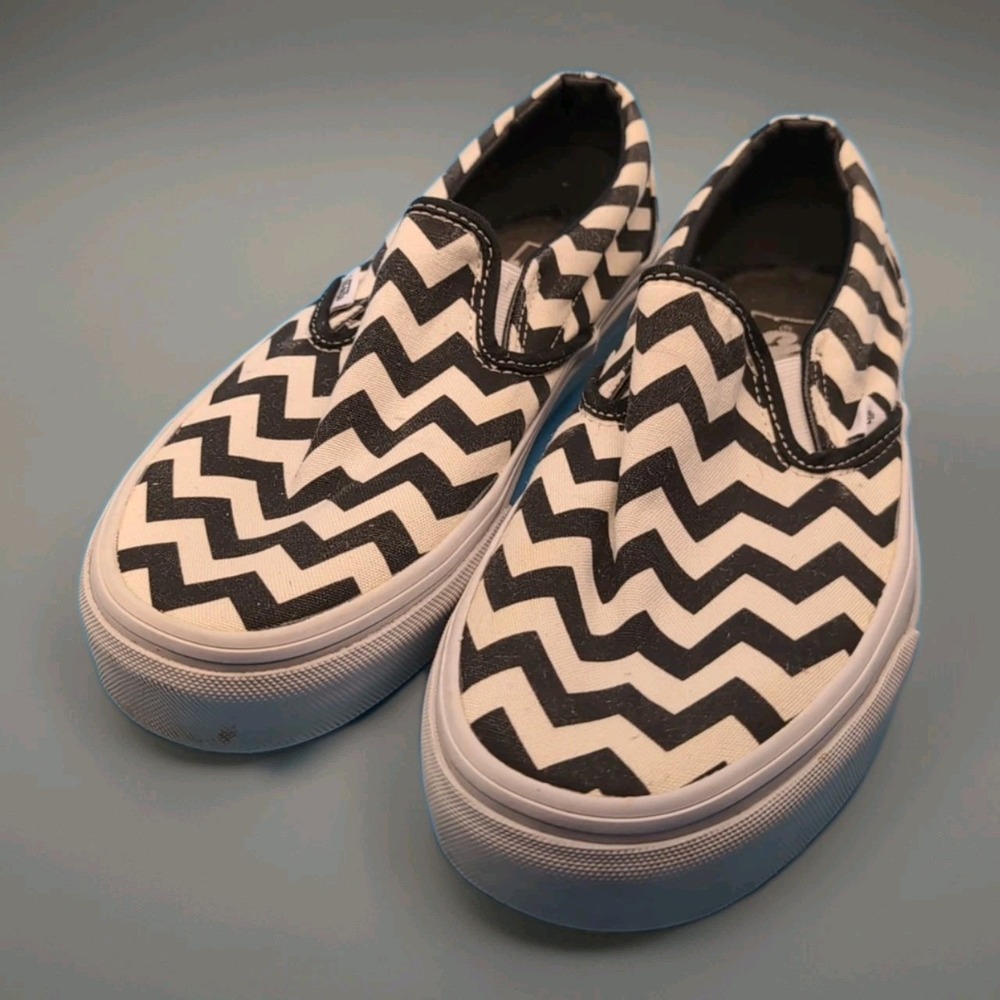 Vintage Vans Skate Shoes Waving Zebra Print Black and White‎ Mens 7 Womans 8.5
